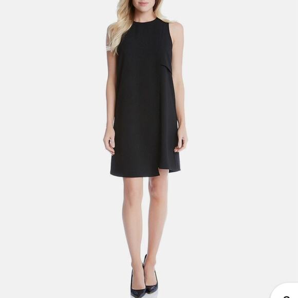 Karen Kane Mini Shift Dress Asymmetric Front Hem Sleeveless Women size XS Black - Picture 10 of 11